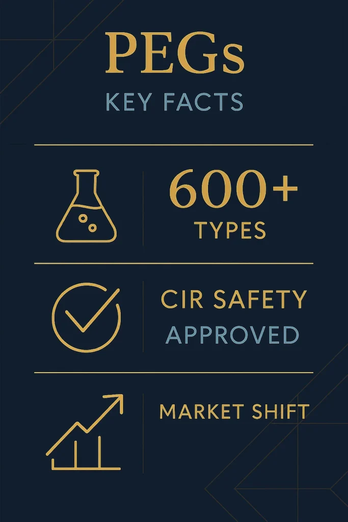 key data points or facts about PEGs
