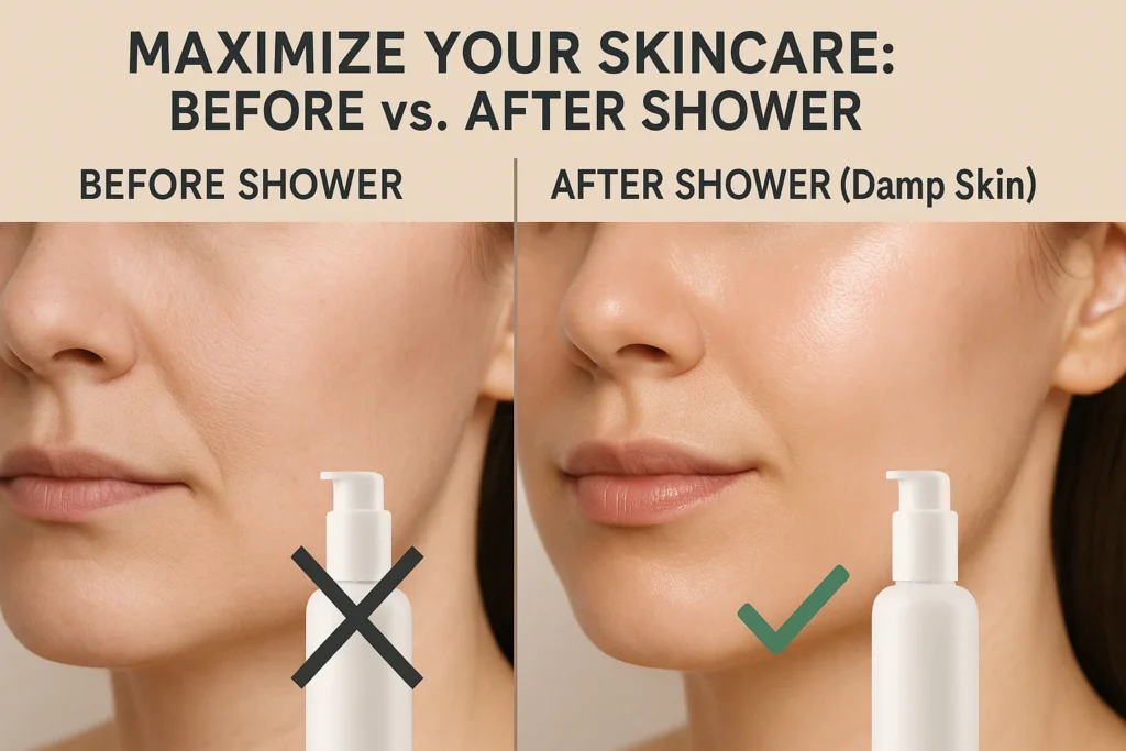 Skincare before after shower
